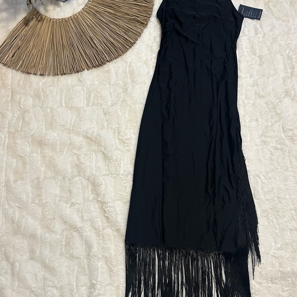 Elegant Black Fringe Dress